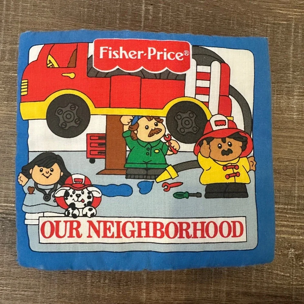 Vintage 1998 Fisher Price Little People Our Neighborhood Soft Cloth Book Sensory